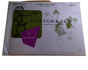 UNCUT Vintage Schnittmuster Stretch und Sew 865 von Ann Person, Kinder 1967 Body Suits, Kindergröße 1-12