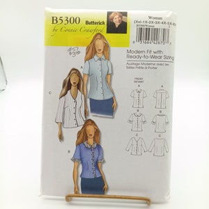 UNCUT Sewing PATTERN Butterick B5300, Womans Easy Connie Crawford 2008 Blouse, Plus Size Xxl 1x 2x 3x 4x 5x 6x