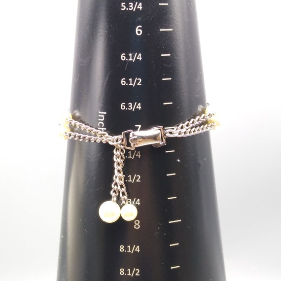 Dainty Vintage Double Strand Bracelet, White Pear… - image 4