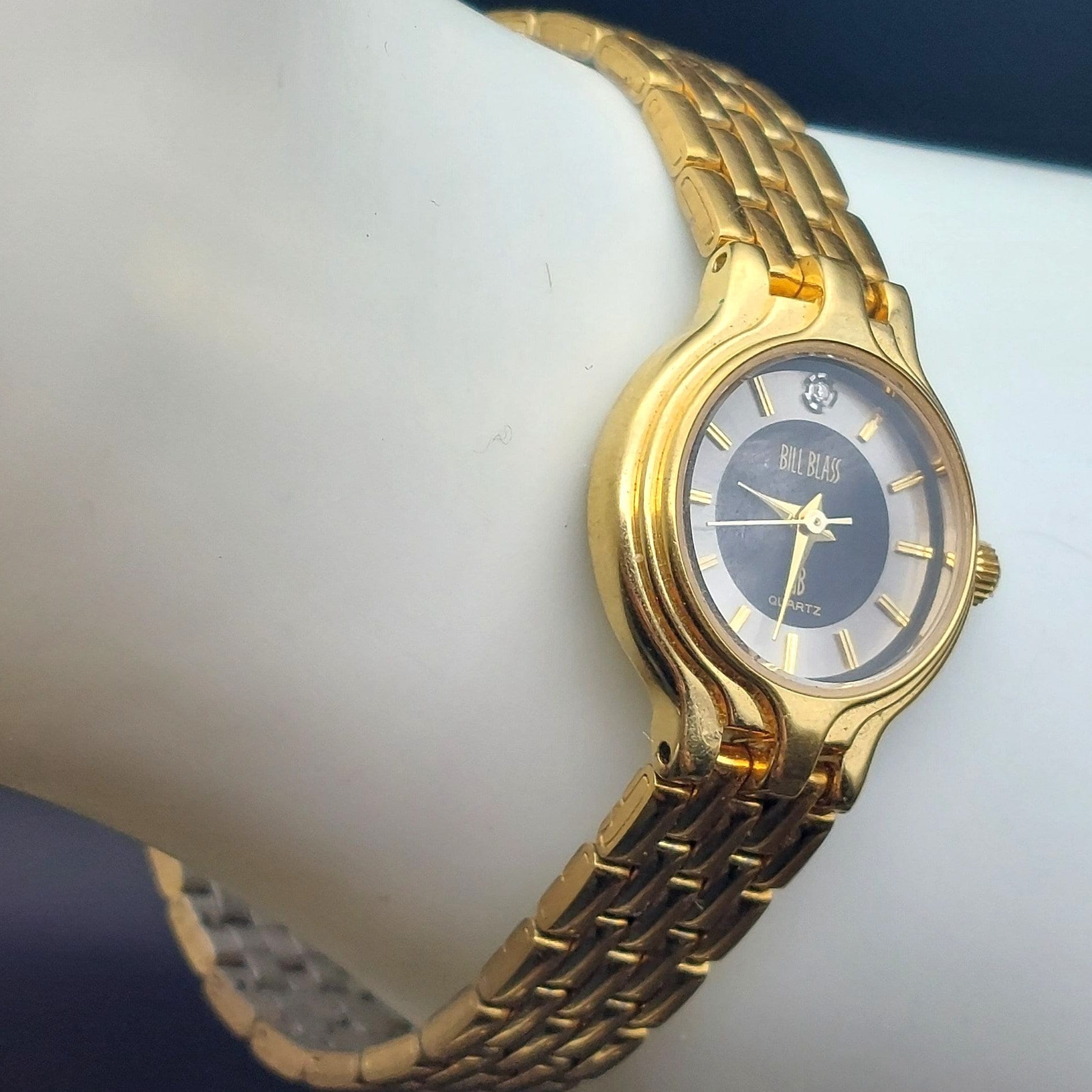 Bill Blass Womens 293-3132 Gold-tone Quartz Watch With Black 