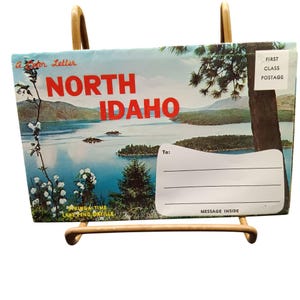 Carnet de cartes postales dépliant vintage du nord de l'Idaho des années 40 avec des vues panoramiques et le campus de l'université de l'Idaho
