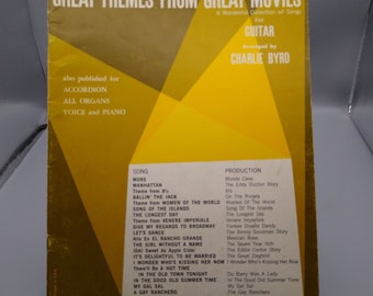 Vintage Sheet Music, Great Themes from Great Movies 1962, Song Book for Guitar by Charlie Byrd