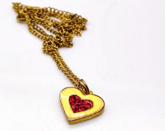 ■VINTAGE HOLLYWOOD■ Gemstone Heart Necklace VH2435NE006M Vintage Rhinestone Heart Pendant Necklace - Etsy