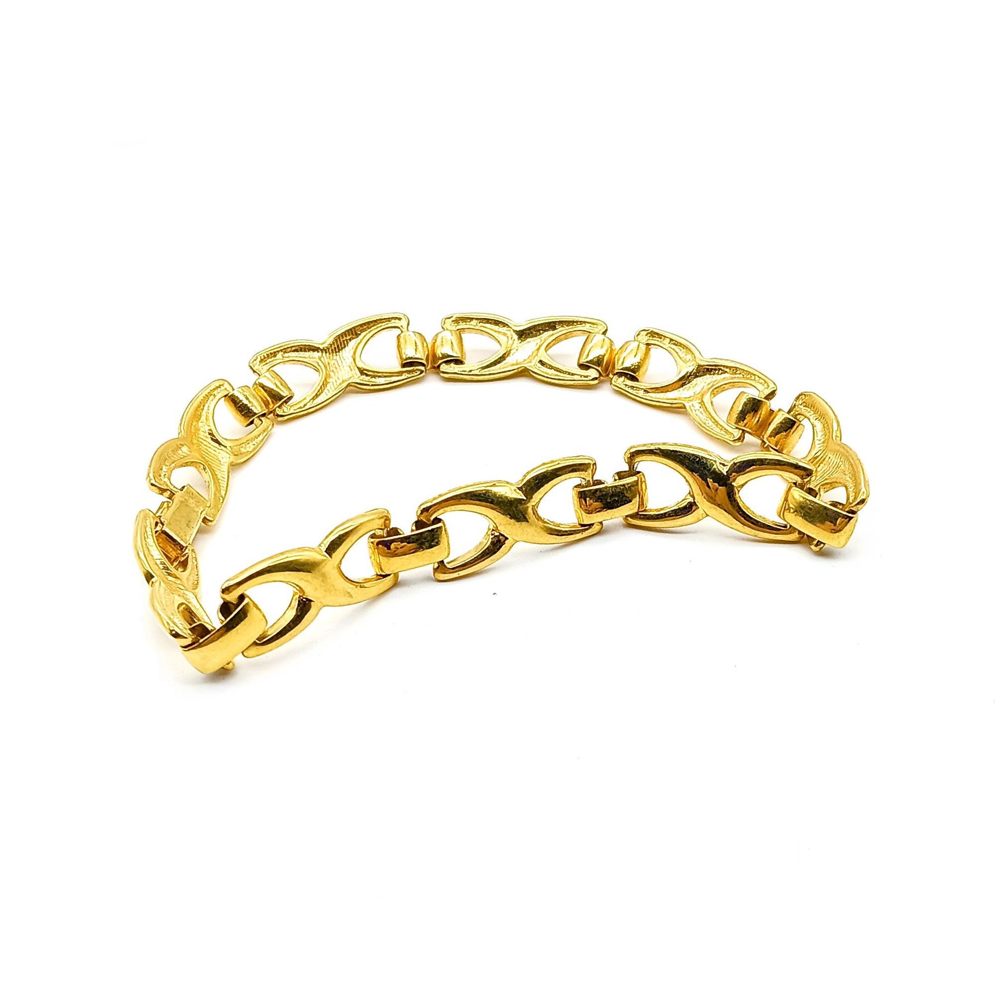 ブレスレット *Gold-Tone Chain Bracelet Vintage X Link Chain Bracelet, Gold Tone Chic Bangle - Etsy