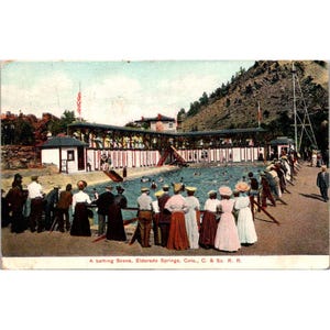 Vintage 1910 Postkarte A Badeszene Eldorado Springs Colorado Litho-Chrome Deutschland