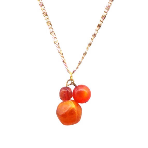 Buy Just Peachy Triple Beads Pendant Necklace on Gold Tone Eloxal 