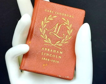 1959 Läderminiatyrbok Carl Sandburg Abraham Lincoln St Onge Ltd Edition