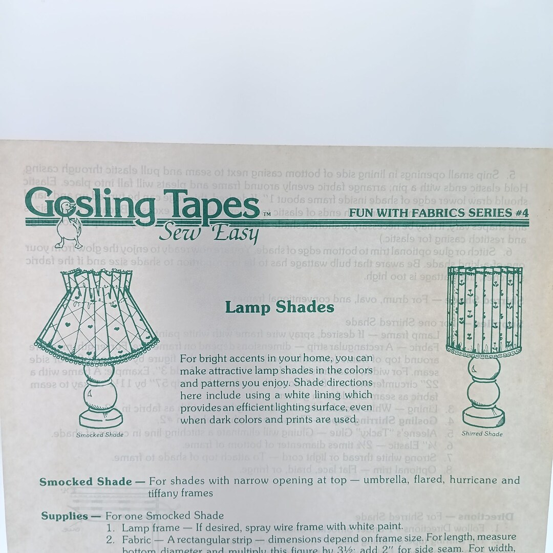 Vintage Sewing PATTERN, Lamp Shades Fun With Fabric Series 4, Gosling