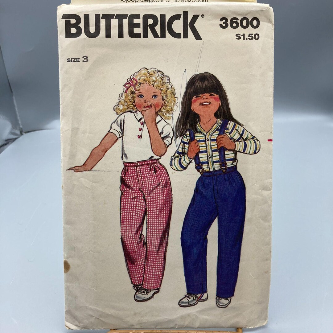 Vintage Sewing PATTERN Butterick 3600, Unisex Childrens 1980s Jeans and ...