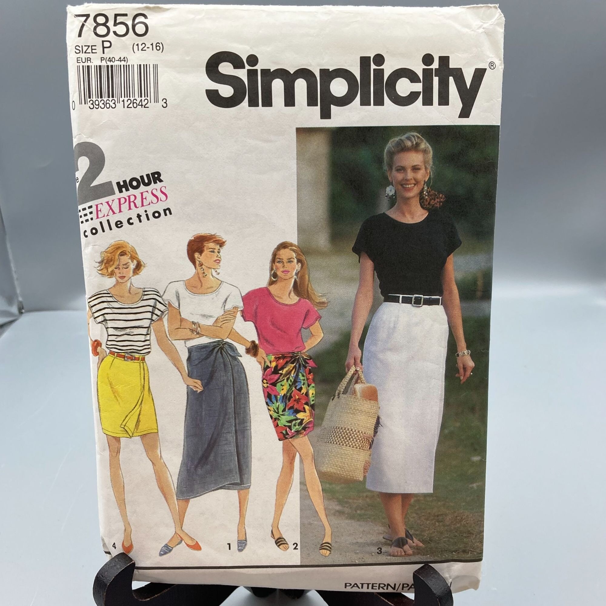 Vintage Sewing PATTERN Simplicity 7856 2 Hr Express Misses 1992 Wrap Skirt in Two Lengths and Top Size P 12 16 Etsy