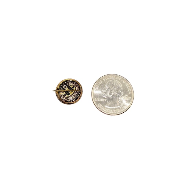 Antique Brass Pinback, Pin Back Button, Unique De… - image 6