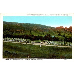 Vintage White Border Postkarte, Hammond Cottage City und Zeltplatz Manitou Hwy Colorado Springs Am besten im West Pikes Peak
