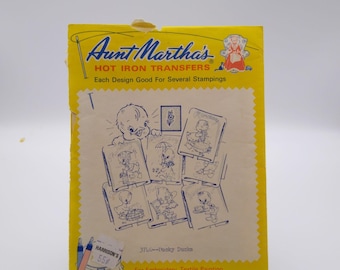 Vintage Aunt Martha's Hot Iron Transfers 3740 Ducky Ducks, Used but Complete in Original Envelope, Anthropomorphic, Crafts Fun