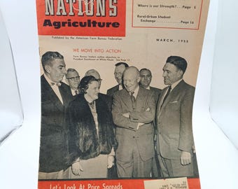 The Nations Agriculture Magazine March 1955 Vintage Farm Bureau Federation