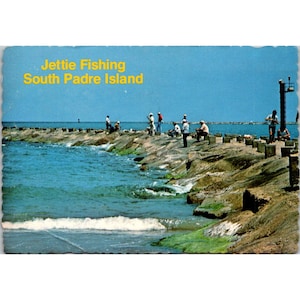 Carte postale vintage Jettie Fishing South Padre Island par James Henshaw