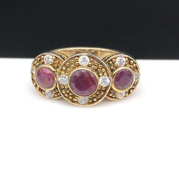 Ruby Vermeil Multi Stone Band Ring, Bezel Set Gem… - image 7