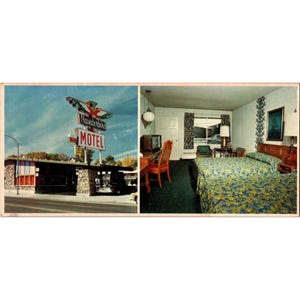 Carte postale vintage Thunderbird Motel Elko Nevada Mid-Century des années 1970 imprimée en couleur surdimensionné