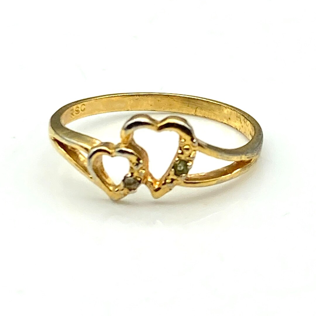 Rsc Wedding Rings Vintage Ring RSC 18KGE CZ Double Heart Ring With Elegant Minimalist ...