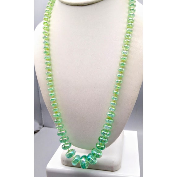 Bright Green Rondelle Beaded Necklace, Vintage Re… - image 3