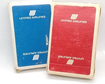 United Airlines Playing Cards, Red Deck and Blue Deck Advertising Promo, Vintage