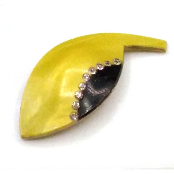 Unique Early Celluloid Eye Brooch with Inset Crys… - image 4