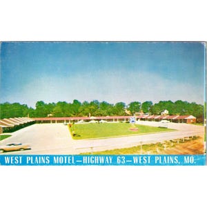 Cartão postal vintage West Plains Motel Highway 63 West Plains MO Quill Print