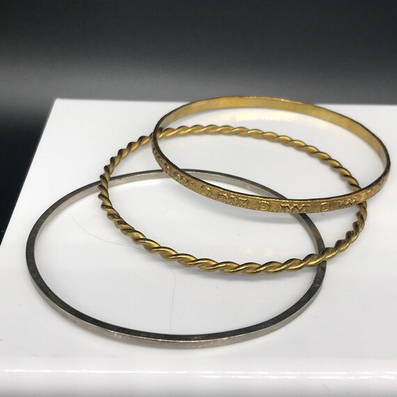 trio of bracelets Vintage bangles set of gold tone brass bangles brass bangle bracelets joblot of bangles vintage retro jewellery