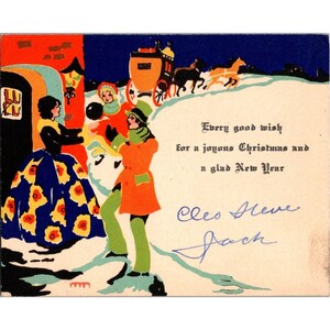 Cartolina d'epoca di Natale e Capodanno firmata