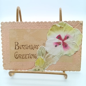 Cartão postal vintage de aniversário com estampa floral