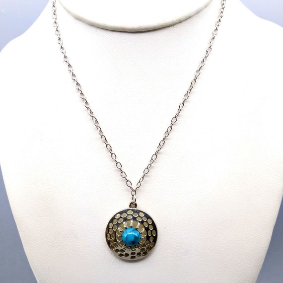 Sarah Coventry Aztec Pendant Necklace, Turquoise … - image 2