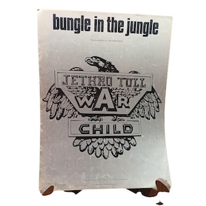 Jethro Tull Bungle In The Jungle Sheet Music 1974 Vintage Rock Memorabilia