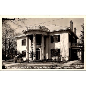 Stara pocztówka Tennessee RPPC, dawny dom pani Douglas MacArthur Murfreesboro, podzielony tył