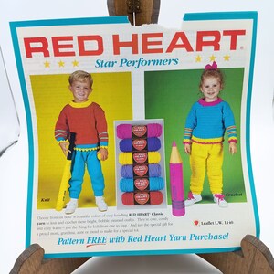 Wzór szydełkowy Vintage Red Heart i instrukcje, ulotka Star Performers z lat 90. XX wieku 1140