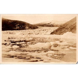 Carte postale AZO RPPC ancienne, Taku Glacier Juneau Alaska, Indivise verso sans affectation Gowen Sutton