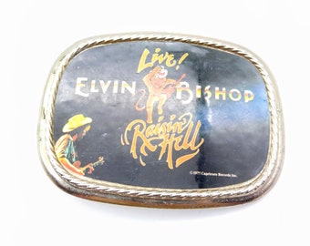 Vintage Elvin Bishop Belt Buckle, 1977 RARE Raisin' Hell Live! Capricorn Records