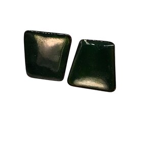 Vintage Enamel Fired Copper Earrings, Pine Green Screw Back, Stately Elegance, Modernist Geometric Polygon
