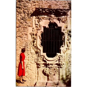 Vintage Chrome Texas ansichtkaart, missie San Jose Rose Window San Antonio Huizar, Kodachrome kleurenkaart ongeposte verdeelde rug