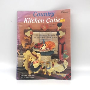 Vintage Arts and Crafts Book, Patterns and Instructions 1987 Country Kitchen Cuties by Gracie Schwan, Tole Painting Projects
