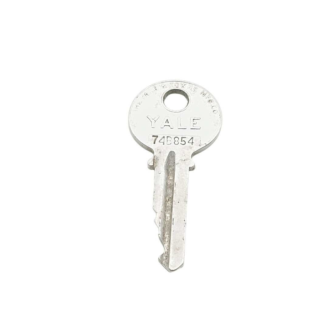 Yale Aluminum Key With Engraved Code 74B854 Vintage - Etsy