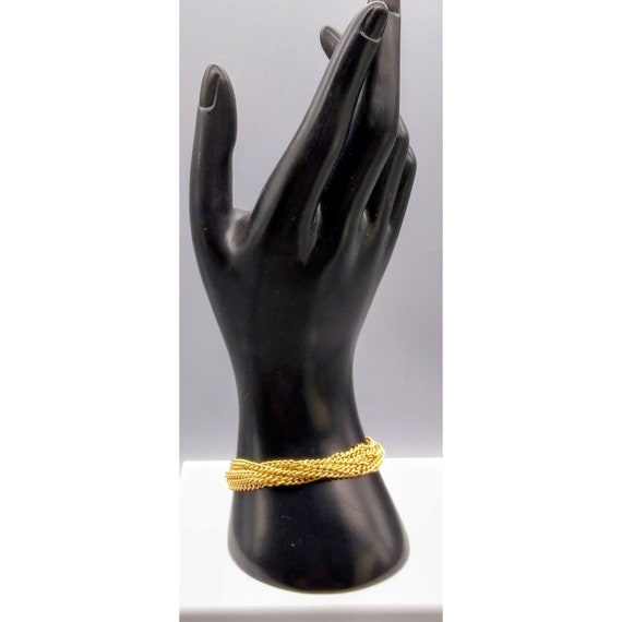 Retro Eloxal Multi Strand Bracelet, Gold Tone Lin… - image 1