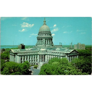 Cartão postal vintage, Capitólio Estadual Madison Wisconsin E. L. Cook Co. 121Z, colecionável, sem uso