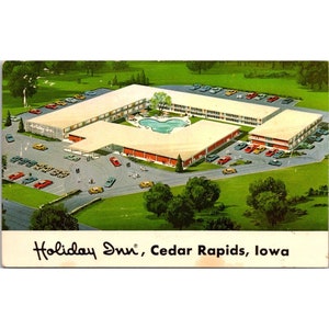 Vintage Holiday Inn Cedar Stromschnellen Postkarte Iowa 2501 Williams Blvd Giant Beheiztes Schwimmbad 3D Natürliche Farbreproduktion