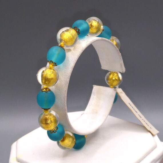 Vintage Art Glass Beaded Bracelet, Made in Italy,… - image 3