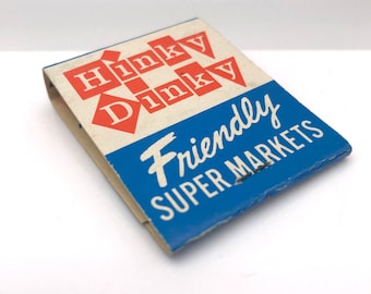 Vintage Hinky Dinky Matchbook and Cover NOS, Super Markets, Nebraska, Supermarket Advertising, Grocery Store Chain, Superior Match Co