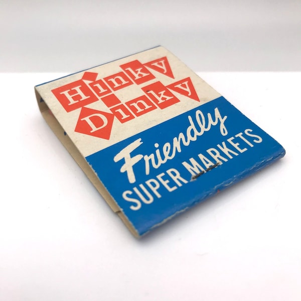 Vintage Hinky Dinky Matchbook and Cover NOS, Super Markets, Nebraska, Supermarket Advertising, Grocery Store Chain, Superior Match Co