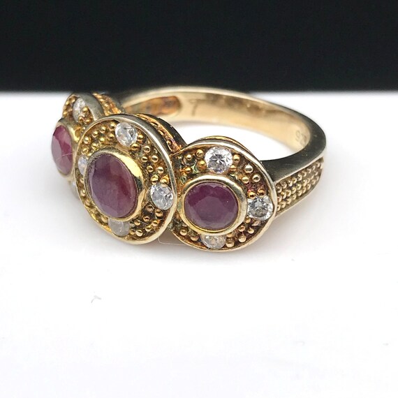 Ruby Vermeil Multi Stone Band Ring, Bezel Set Gem… - image 6