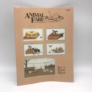 Vintage Cross Stitch Patterns, Animal Fare by Linda Gordanier Jary, The Scarlet Thread 1988
