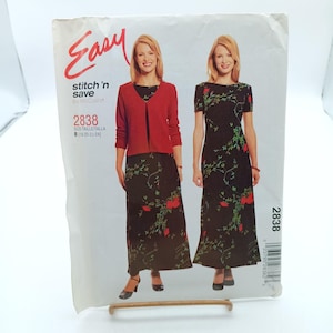 Patrón de costura sin cortar Vintage McCalls 2838 Stitch N Save para conjunto de vestido y chaqueta para señoras tallas 18 a 22 2000