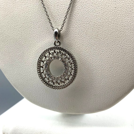 Vintage Chain Pendant Necklace with Silver Tone C… - image 1