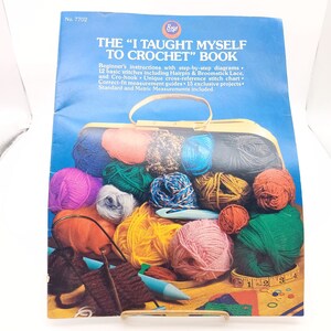 Vintage Boye Brand Book, ulotka I Taught Myself to Crochet 7702, 1975 Broszura ze wzorami do robótek ręcznych